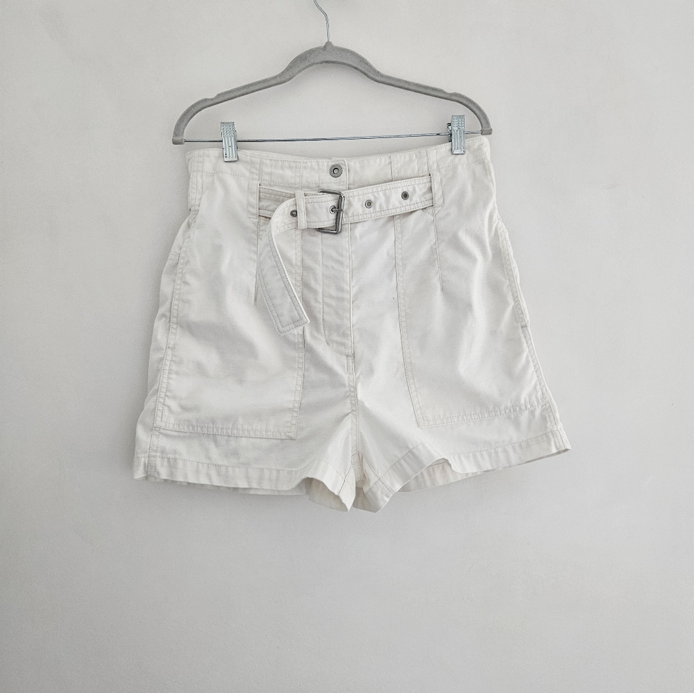 Phillip Lim Belted Cargo Ecru High Waisted Cotton Not Too Short Shorts - Picture 6 of 12